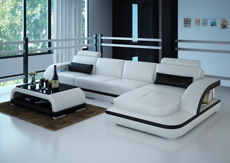 Ledersofa Couch Wohnlandschaft Ecksofa Eck Modern Design Garnitur Sofa