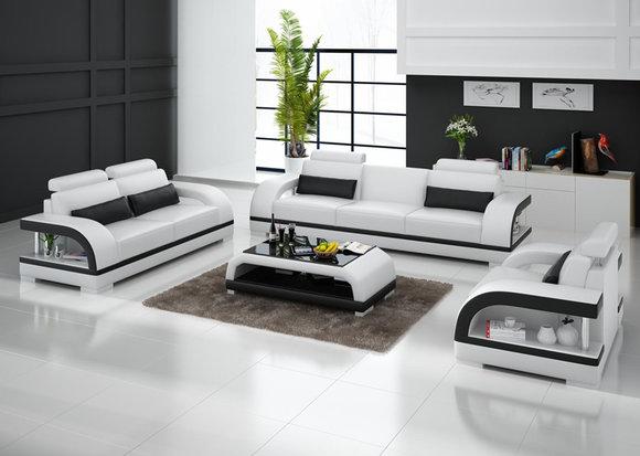 Ledersofa Couch Wohnlandschaft 3+2+1 Sitzer Sofa Garnitur Dekor Design Neu