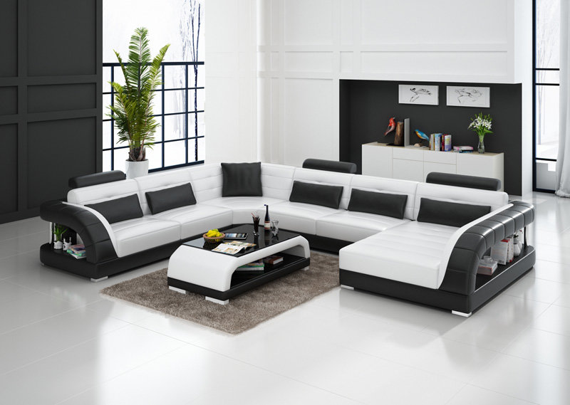 Ledersofa Couch Wohnlandschaft Eck Dekor Ecksofa Modern Design Garnitur