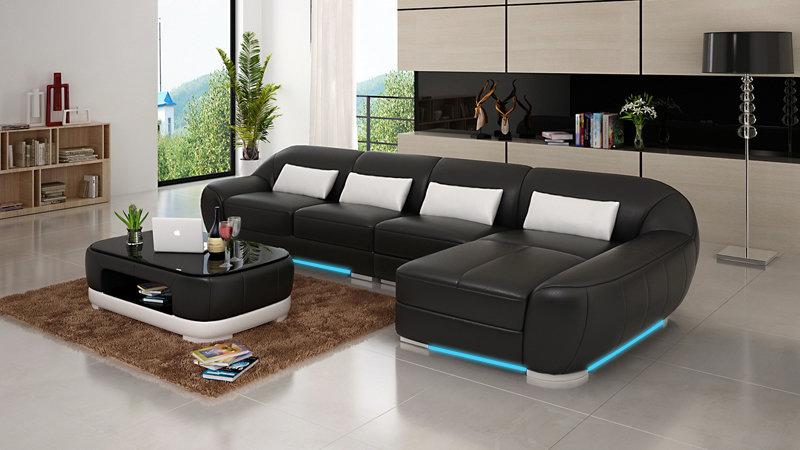 Sofa Ledersofa Couch Wohnlandschaft Ecksofa Modern Eck Garnitur Design