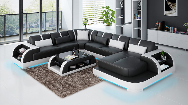 Sofa Ledersofa Couch Wohnlandschaft Modern Ecksofa Eck Garnitur Design