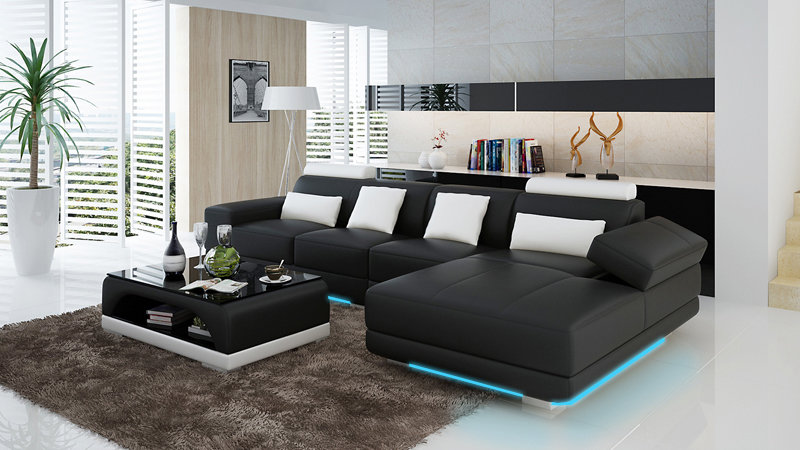 Ledersofa Couch Wohnlandschaft Modern Sofa Eck Ecksofa Design Garnitur