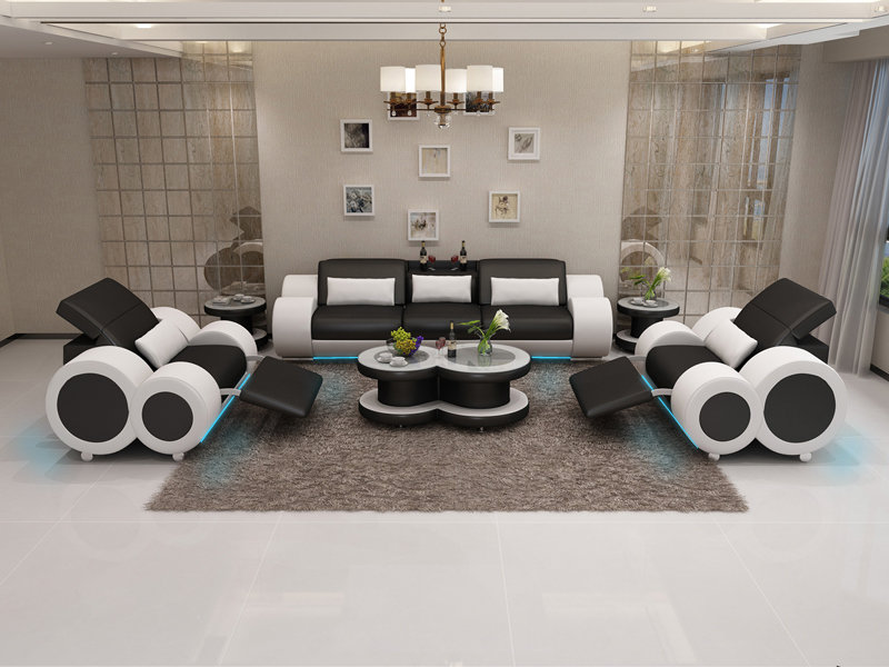Ledersofa Couch Sofagarnitur Neu 3+1+1 Sitzer Garnitur Design Modern