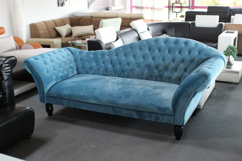 Chesterfield Chaiselounge Sofa Couch Polster Sitz Textil Relax Liege