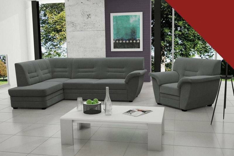 Dunkelgrau Schlafsofa Designer Sofa mit Bettfunktion + Bettkasten Ecksofa Couch