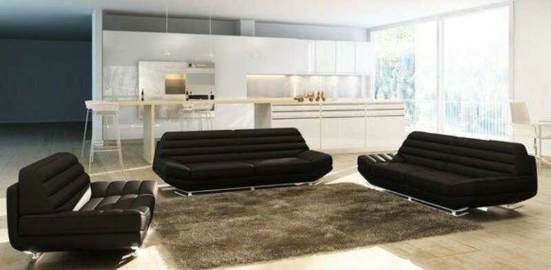 Sofagarnitur Couch Leder Polster Sofa 3+2+1 Klassische Couchen Kalbach