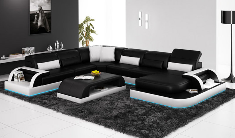 Ledersofa Couch Wohnlandschaft Ecksofa Eck Garnitur Design Modern Neu