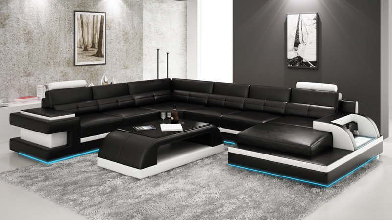 Ledersofa Couch Sofa Wohnlandschaft Ecksofa Eck Garnitur Design Modern