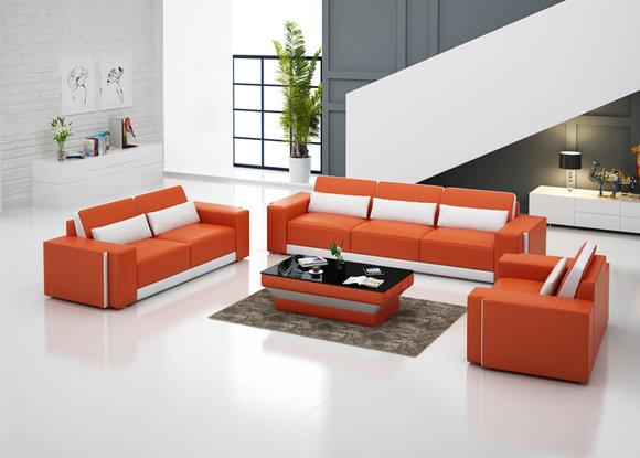 Ledersofa Couch Wohnlandschaft Sofagarnitur Sofa Garnitur Design Modern G 8019D