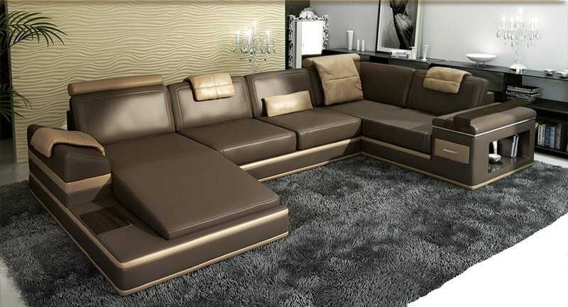 Ecksofa Sofa Couch Modern Polster Leder Garnitur Wohnlandschaft Ecke Wohn