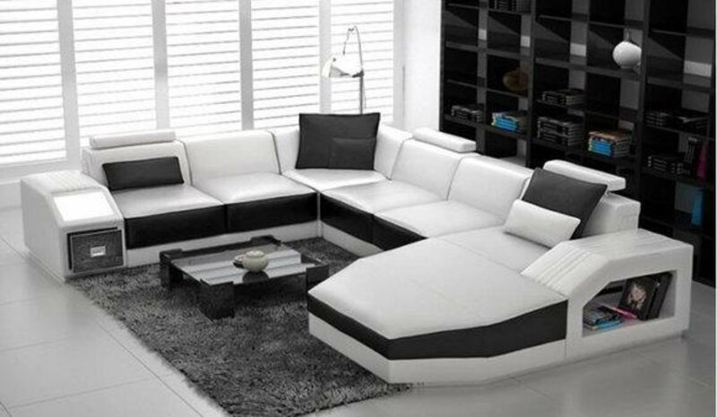 Ecksofa Sofa Couch Polster Leder Garnitur Wohnlandschaft Ecke Modern Wohn