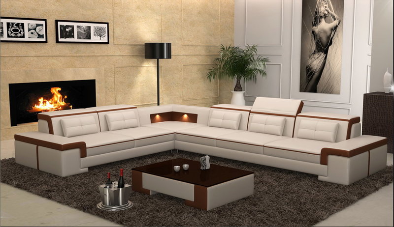 Modern Ecksofa Couch Leder Polster Design Sofa Garnitur Wohnlandschaft