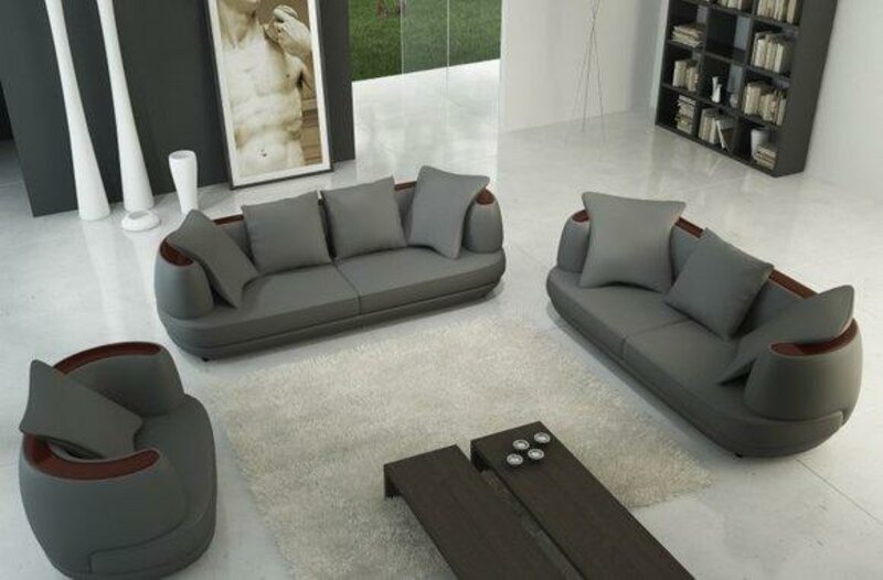 Sofagarnitur Couch Polster Leder Sofa 3+2+1 Klassische Couchen Wohnzimmer Royal