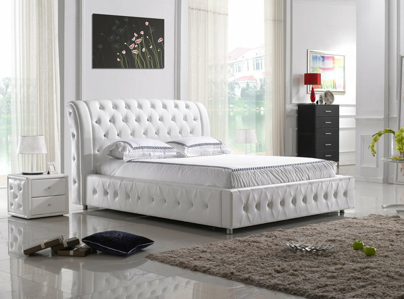POLSTERBETT LEDERBETT BETT BETT MODELL B04(EV) white 160/180