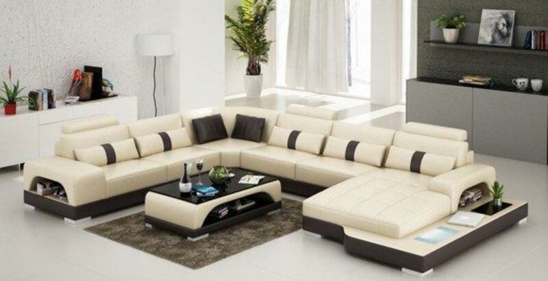 Leder U Form Wohnlandschaft Couch Big XXL Sofa Polster Ecke Modern Garnitur