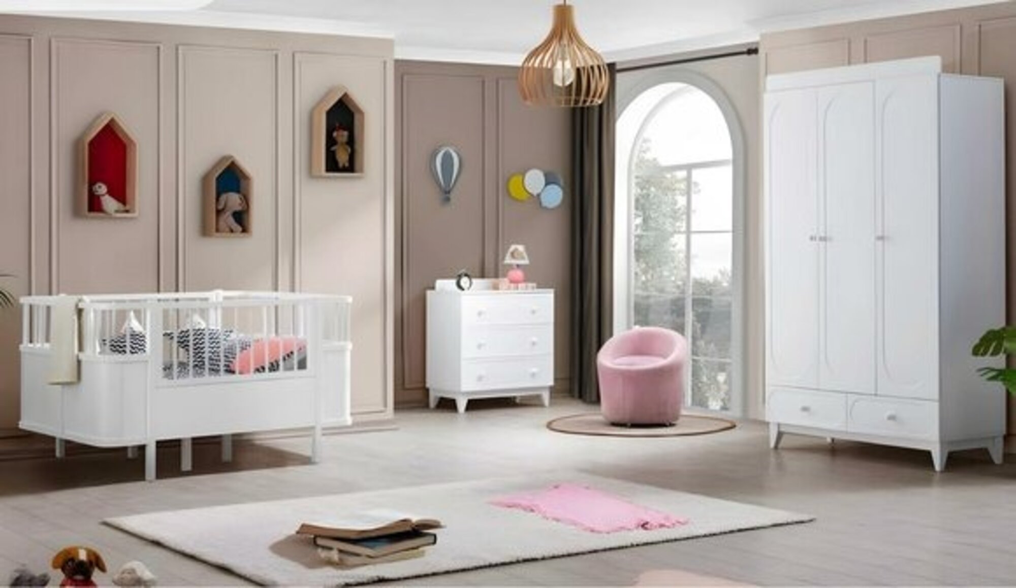 Modern Komplette Kindermöbel Weiß Bett Holz Kommode Set Kinderzimmer neu