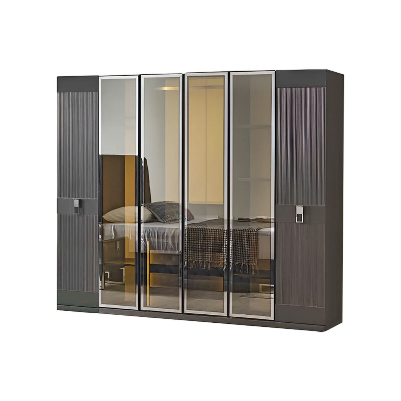 Graue Schlafzimmer Garnitur Doppelbett 2x Nachttische Schrank 4tlg Set