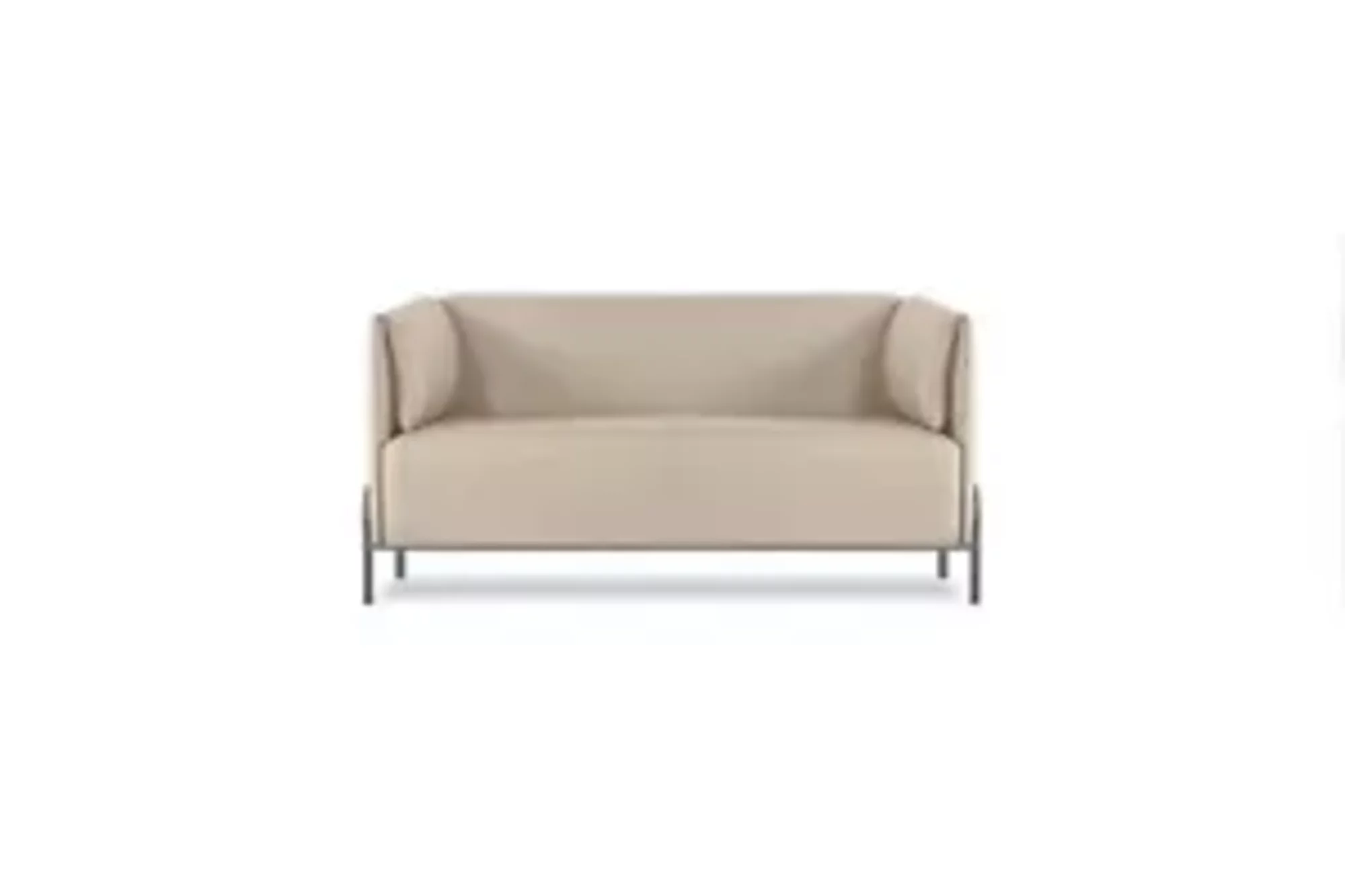 Sofa 2-Sitzer Beige Einfarbig Modern Design Stil Arbeitszimmer Wohnzimmer