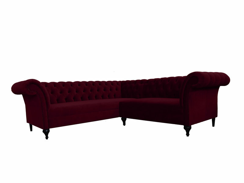 Chesterfield Ecksofa Eckcouch Designer Sofa Couch Samt Burgund Ledersofa