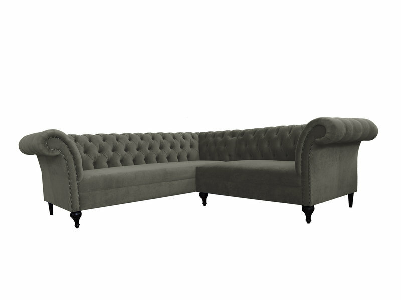 Chesterfield Ecksofa Eckcouch Designer Sofa Couch Samt Silber Ledersofa