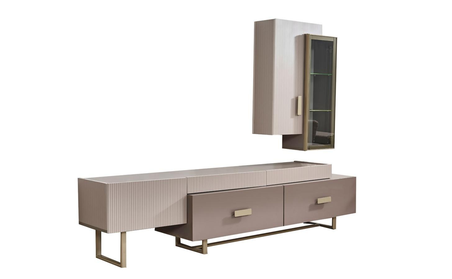 Wohnzimmer TV Ständer Wandschrank RTV Lowboard Holz Beige Tisch Gruppe Wohnzimmer TV Ständer Wandschrank RTV Lowboard Holz Beige Tisch Gruppe