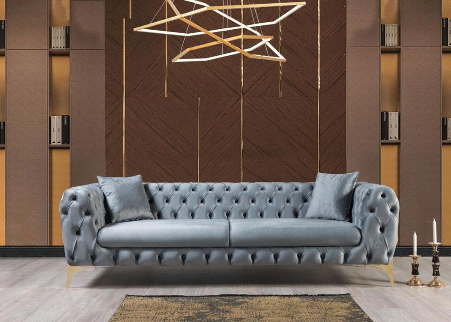 Dreisitzer Sofa Luxus Chesterfield 3 Sitzer Couches Grau Sofas Samt Neu Couch Dreisitzer Sofa Luxus Chesterfield 3 Sitzer Couches Grau Sofas Samt Neu Couch
