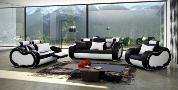 Designer Sofagarnitur Couch Sofa Polster Set 3+2+1 mit Relaxfunktion