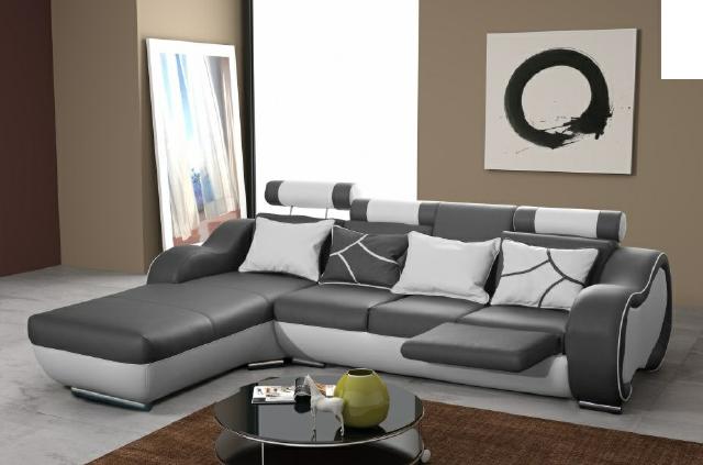 Designer Ledersofa Sofa Couch Fußstütze Barfunktion Wohnlandschaft Leder Sofort