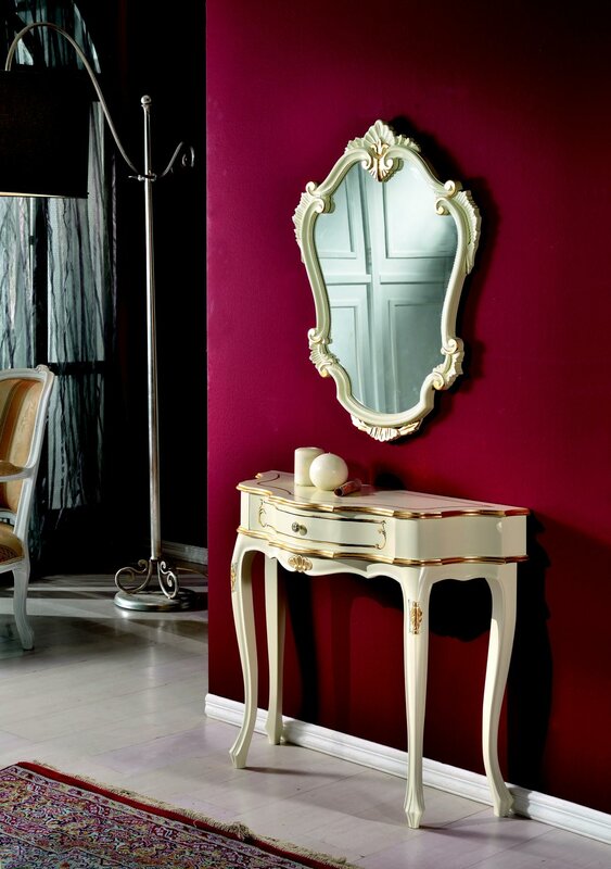 Möbel Stil Barock Luxus Konsolentisch Spiegel Holz Italienische Tische