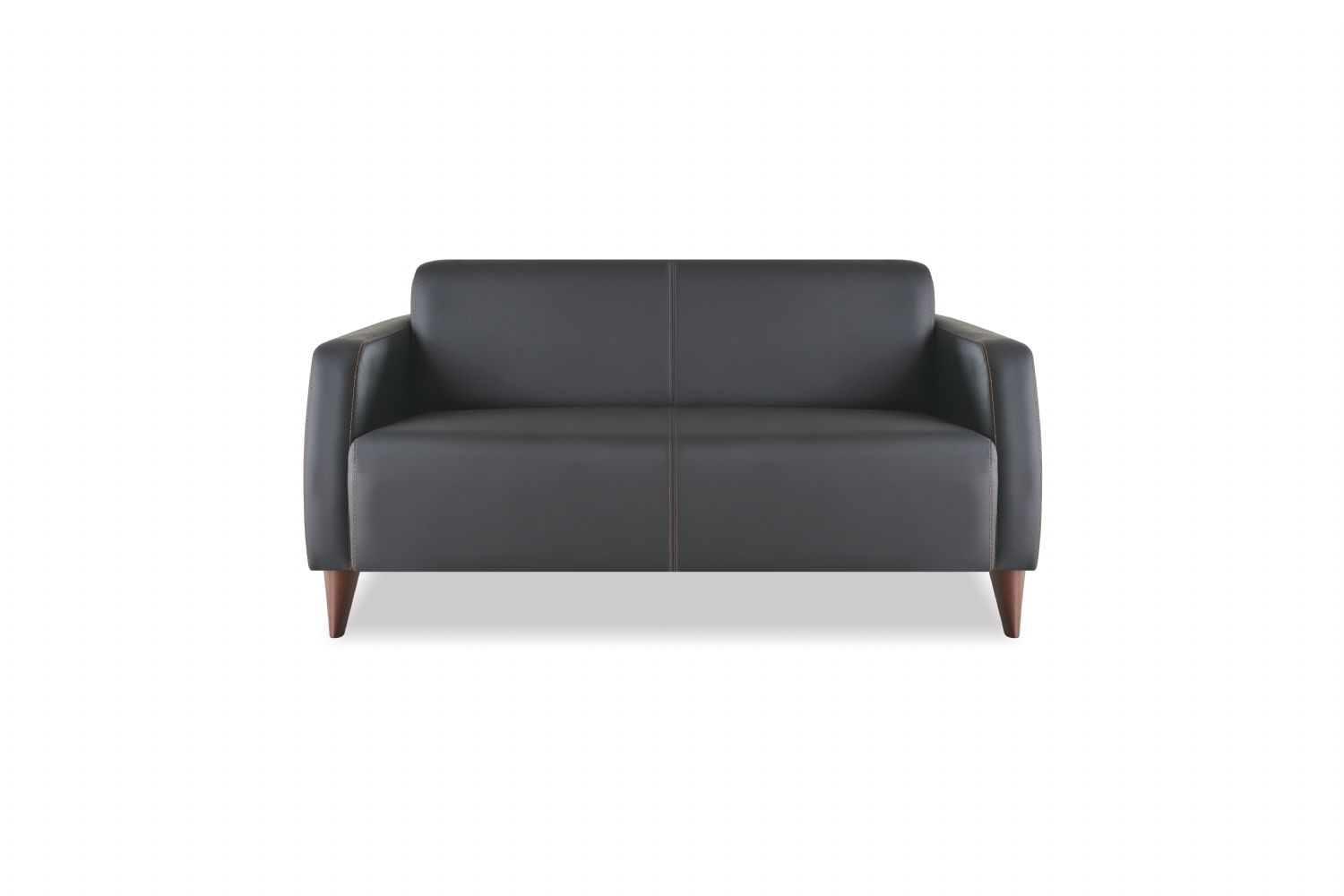 Couch 2-Sitzer Sofa Schwarz Ledersofa Modern Holz Leder Vielseitig
