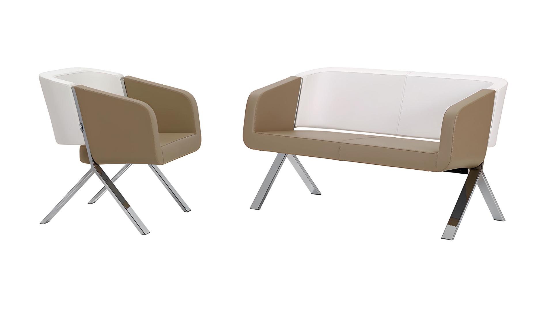 Sofas Design Textil Modern Sofa 2 Sitzer Beige Hochwertig Sessel Polster