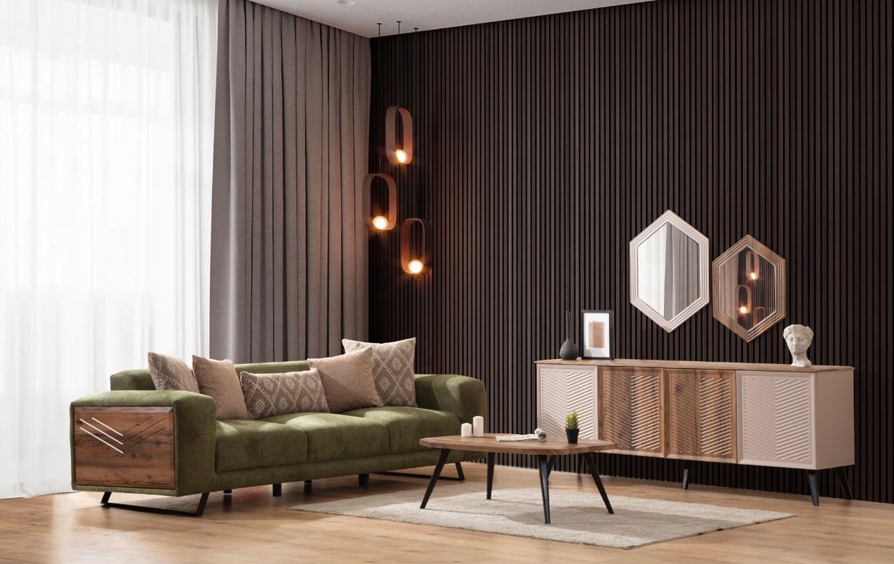 Modernes Grünes Polstersofa Wohnzimmer Designer Anrichte Luxus Anrichte