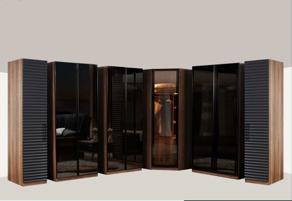 Schlafzimmer Möbel Moderner Eckschrank Luxuriöser Holz Kleiderschrank