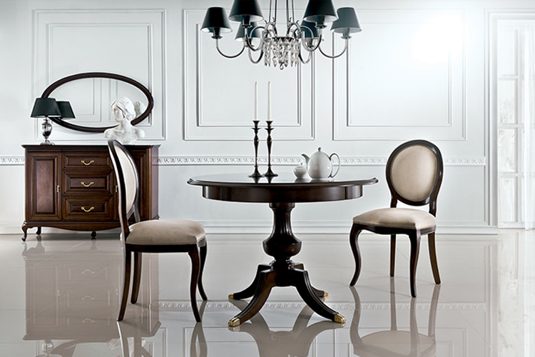 Klassischer Tisch mit 2 Stühlen Royal Stühle Tische Rundtisch Holztisch - Verona