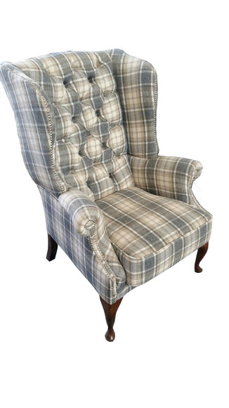 Chesterfield Ohrensessel Sessel Relex Lounge Club Sessel Textil Stoff