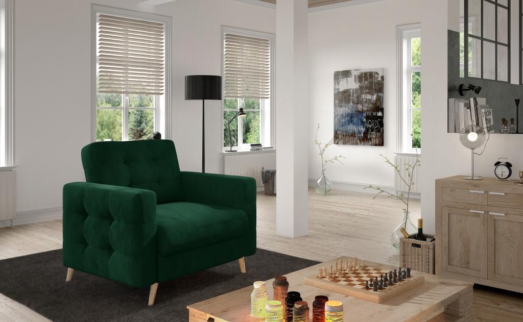 Sessel Stuhl Esszimmer Fernseh Lounge Sitz Grün Modern Design Polsterstuhl Neu