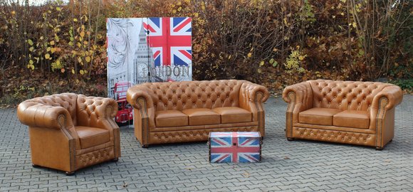 Sofagarnitur 100% Vollleder Echleder Sofa Couch Polster Garnituren Set