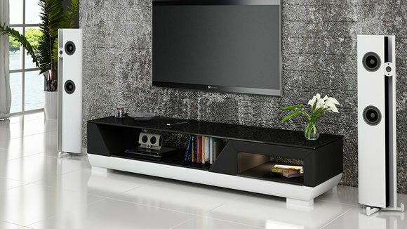 RTV TV SIDEBOARD LEDER SCHRANK TISCH GLAS TISCH FERNSEH DESIGNER WOHNZIMMER