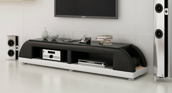 RTV TV SIDEBOARD LEDER GLAS TISCH FERNSEH SCHRANK TISCH DESIGNER NEU GLAS MODELL A