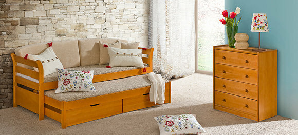Bett mit Bettkasten Doppelbett 2 x Betten Kinderbett Sofa Stauraumbett