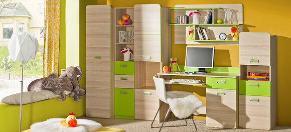 Wohnwand Anbauwand Schrankwand Wohnzimmer Schrank Schreibtisch