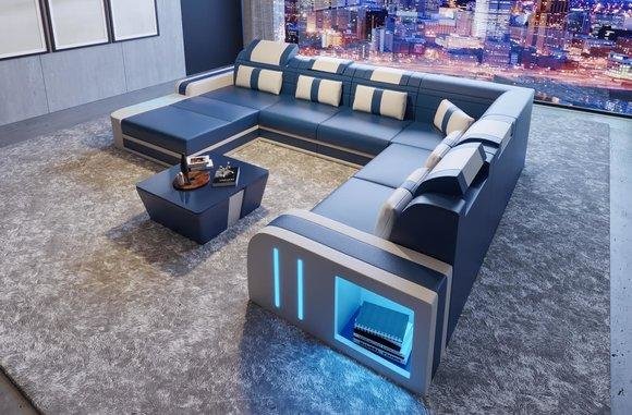 Design Sofa Couch Sitz Leder Polster Garnitur Wohnlandschaft Ecksofa A28 AVOLD U-FORM