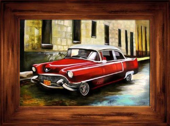 Oldtimer Auto Ölbild Bild Bilder Dekorative Ölbilder Gemälde Mit Rahmen
