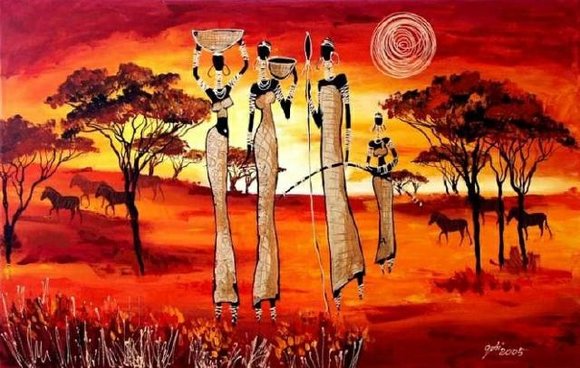 Afrika Keilrahmen Handarbeit Ölbilder Gemälde Leinwand Ölbild Bild
