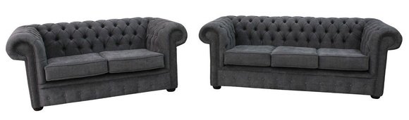 Chesterfield Couch Polster Sofas Sofa Couchen Leder Dekor Sofagarnitur 3+2