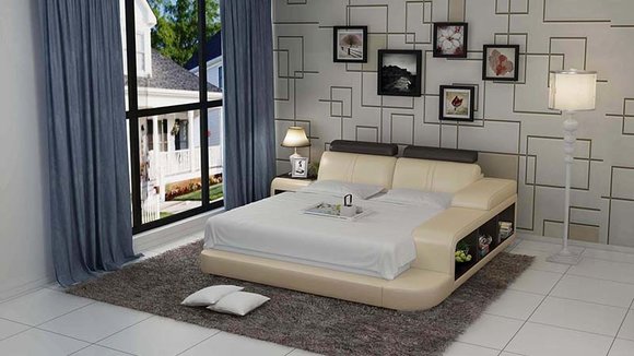 Bett Design Luxus Luxus Betten Leder Modernes Schlafzimmer 140/160/180 LB8810