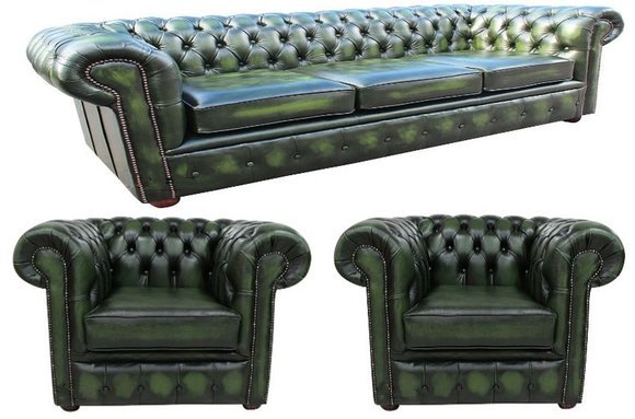 Chesterfield Couch Sofa XXL Big Garnitur Sofagarnitur 4+1+1 Sitzer