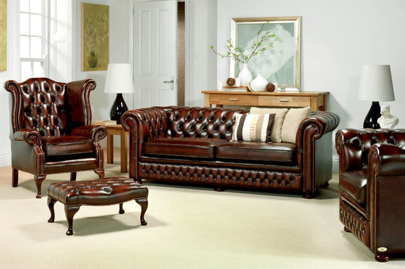 Chesterfield Design Sofagarnitur 3 Sitz + Ohrensessel Couch Sofa