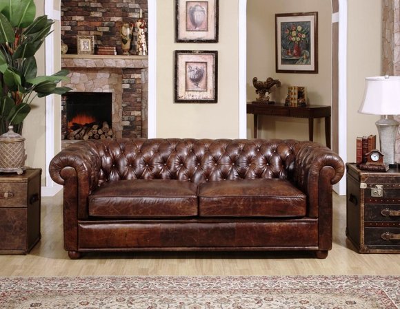 Chesterfield Couch Polster Sofas Klassischer Sitz Textil Leder 3 Sitzer