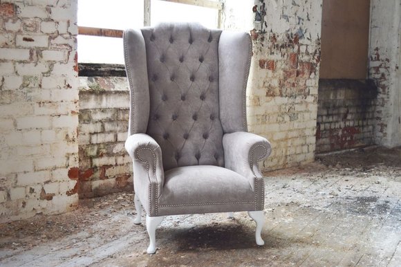 Chesterfield Ohrensessel Sessel Fernseh Design Polster Sofa Couch Textil
